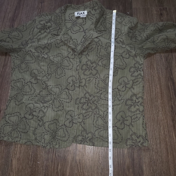 FLAX Women’s Medium Green Floral Embroidered Button Jacket – 100% Cotton - Picture 11 of 11